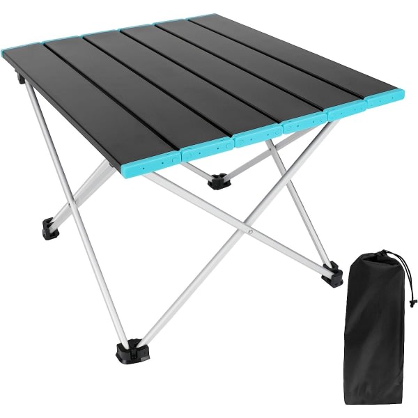 Bærbart campingbord med hopfällbar bordsskiva i aluminium og bärväska, hopfällbart campingbord til husbil, båt, køkken, BBQ