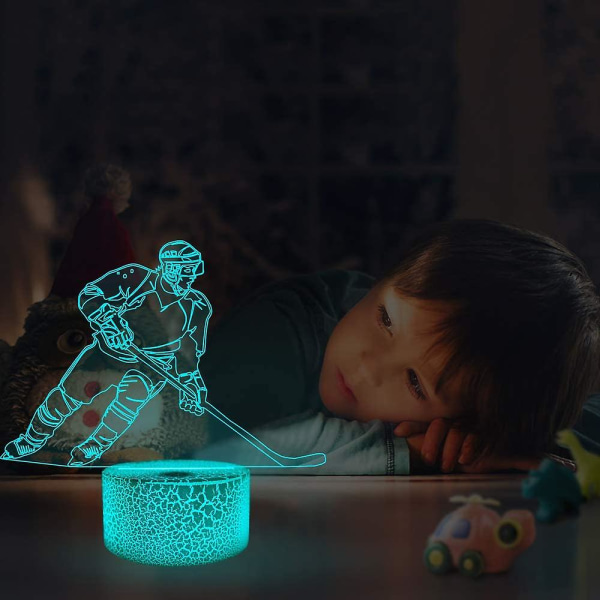 Jääkiekko 3D-lamppu, halo Bedside Illusion Night Light Laser