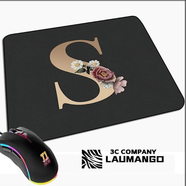 Lille Spillemusmåtte Gylden Initial Navn Mønster Kawaii Musmåtte Gamer Mini Computer Anime Måtte Gummimåtte Pc Tilbehør Måtter GG002047 GG002047 25x29cm
