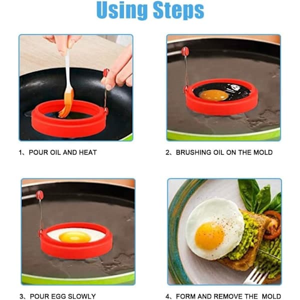 Silikon eggringer, non-stick eggringer, eggkokeringer, perfekt stekt eggform eller pannekakeringer-FF-