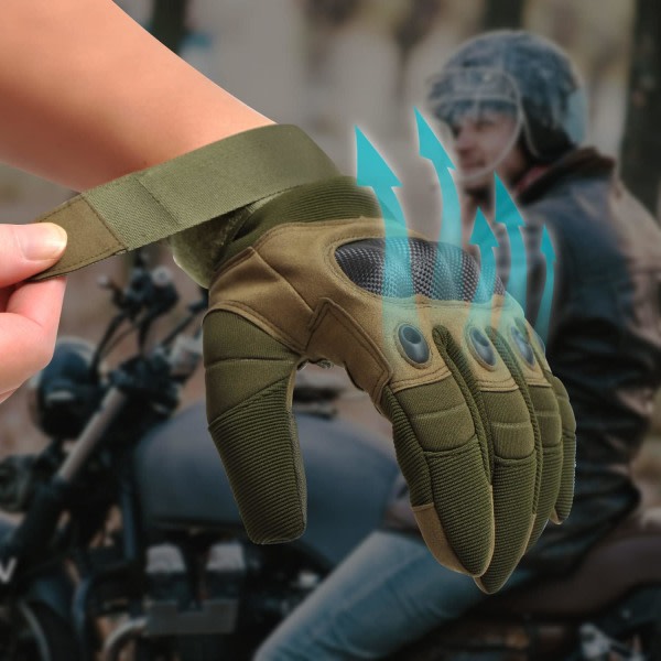 Motorsykkelhandskar Full Finger Touchscreen Terrengsykkel, Landsveissykling Knuckle for Airsoft, MTB-åkning, Racing, Sykling, Motocross