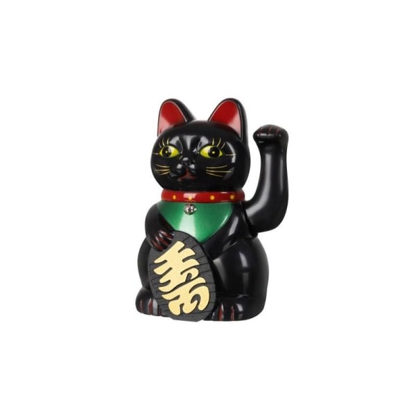 Waving Oriental Lucky Cat Maneki Neko musta