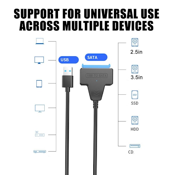 SATA til USB 3.0 Adapter Konverter Kabel USB 3.0 Harddisk Conv usb3.0 one-size