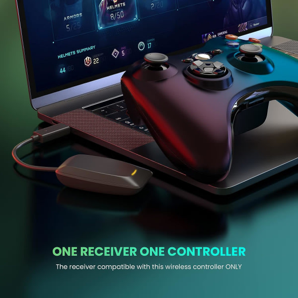 Xbox 360 trådlös handkontroll, 2,4 GHz dubbel vibration Xbox 360 spelkontroll, fjärrkontroll för spel med mottagare
