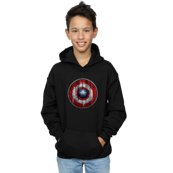 Marvel Boys Captain America Wooden Shield Hoodie 7-8 år Svart 7-8 år