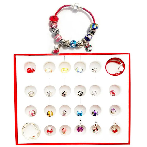 Jul Adventskalender 2023 Piger 24 Dage Julekalender til Børn Teenagere DIY Charm Armbåndsfremstillingssæt Julegave 24pcs