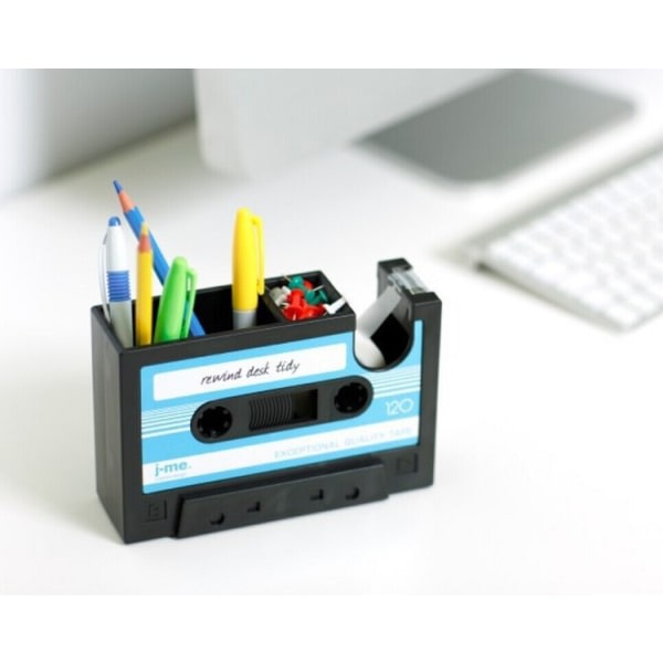Creative Tape Pennhållare Vintage Cassette Tape Dispenser (blå)