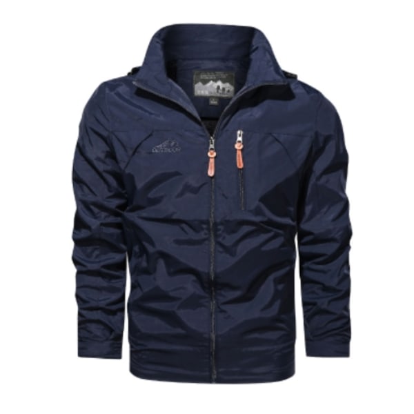 Herre Jakke Casual Efterår Vinter Varm Vindjakke Fuld Lynlås Vindtæt Overtøj Modefrakke Blue-XF1- Blue 4XL
