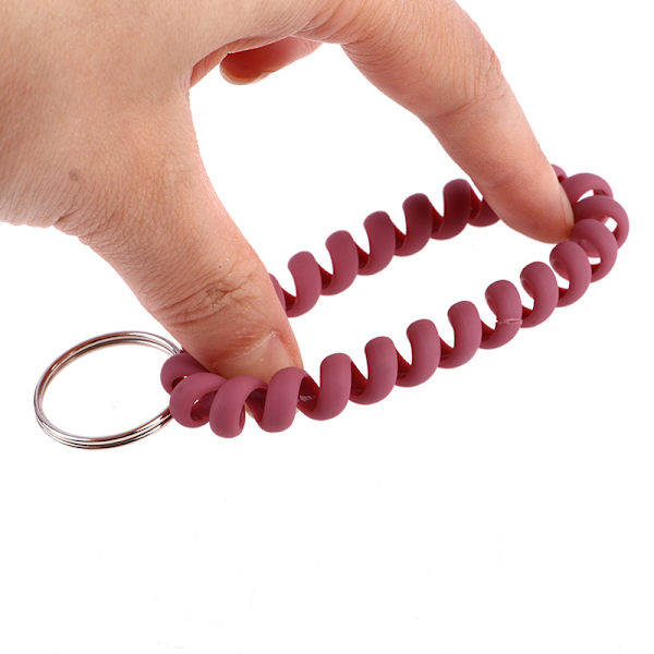 6 stk spole plastspiral nøkkelringholder Strekkbar armbånd K one size