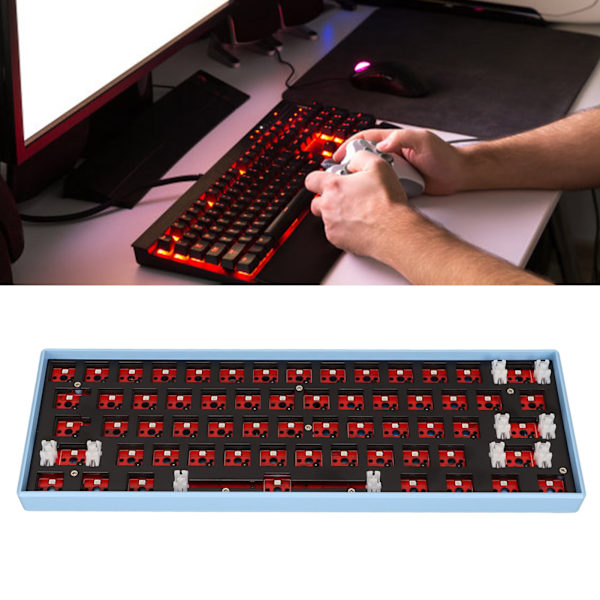 61-tangenters mekaniskt tangentbord DIY-kit stöder trådlöst 2.4G BT 3.0 5.0 Typ C trådbundet modulärt mekaniskt speltangentbord med RGB Blue