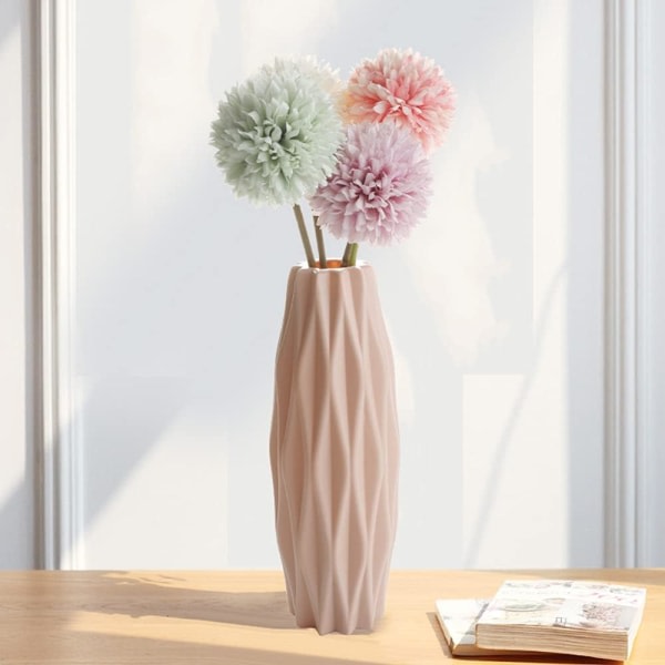2 st kreativa plastblommorvaser, dekorativ skrivbordsprydnad Plastvas för kök Vardagsrum sovrum kontor (rosa & vit)