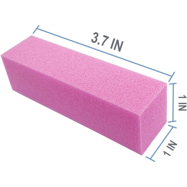 10 st Nagelbuffertblock för akryl- ja naturliga naglar, set with fingernagelglans, professionalell manikyrpolerare Buffer Bulk Medium Grit (rosa)