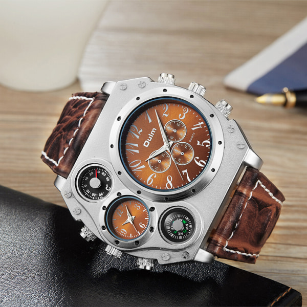 Kul rund klockdisplay termometer Dual Time Dial