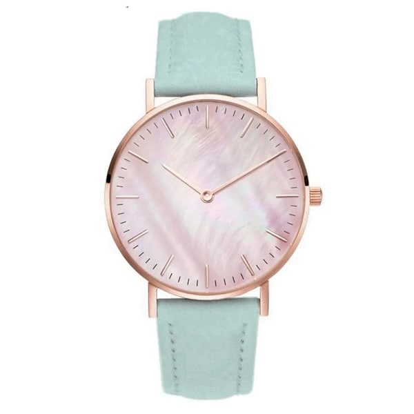 Nytt mode Enkel klocka Damklockor Casual Dam Läder Kvartsklocka Watch Vrouwen Relogio Feminino Zegarek Damski Green(.605)