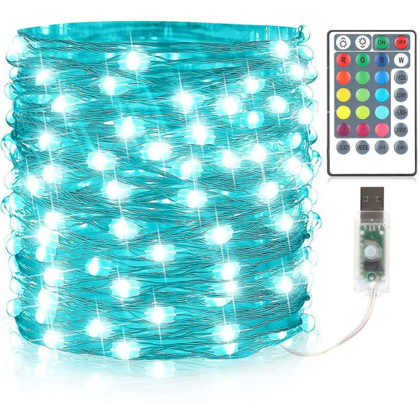 33 Ft 100 LED Fairy Lights 16 färger 8 lägen USB anslutningssträng