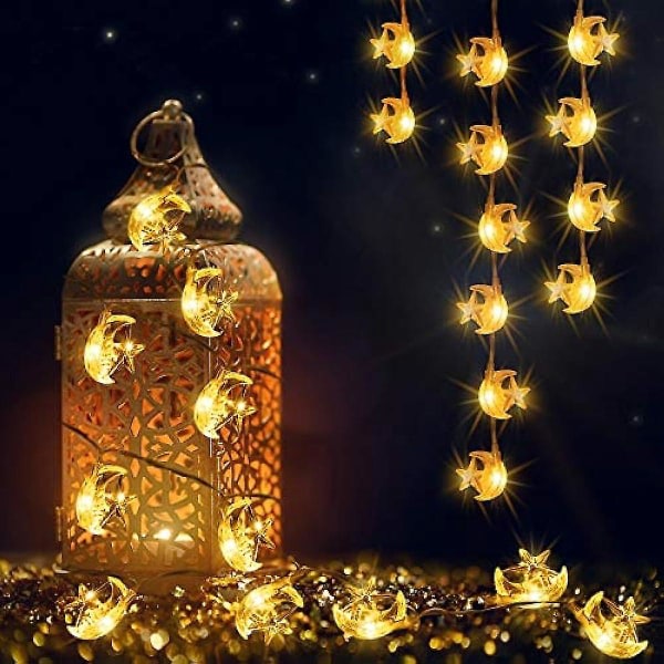 Eid Al Adha Moon Star String Lights Til Dekorationer 66 Ft 20 Led