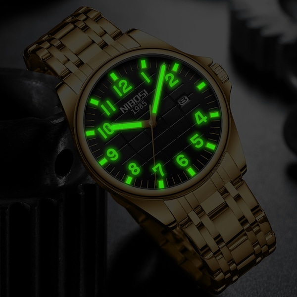 2023 NIBOSI Toppmerke Kvarts Klokke Menn Vanntett Sport Militær Armbåndsur Menn Business Rustfritt Stål Mann Klokke Reloj Hombre Black