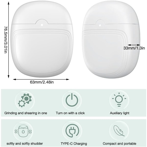 Elektrisk nagelklippare, professionell elektrisk nagelfil, sladdlös automatisk nageltrimmer med LED-lampa