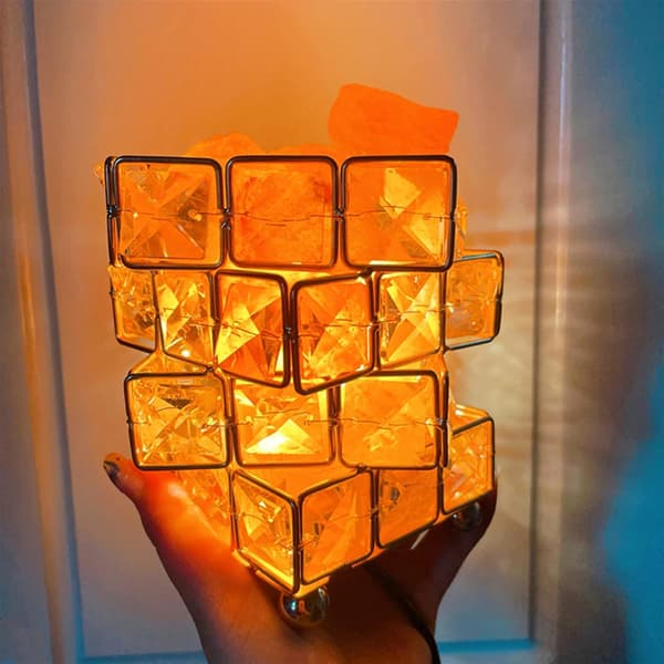 Pyramide/firkantet lyserød saltlampe – USB-drevet, understøtter tre farveskift.
