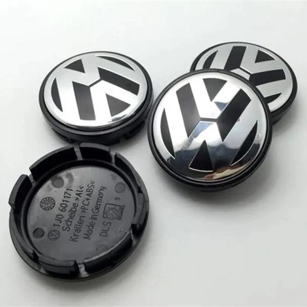 4-pak - Volkswagen VW navkapsler / hjulnavsemblem - bilsilver 56 mm