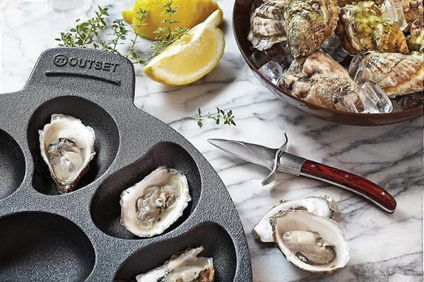 Gjutjärns Ostron Grillpanna | 12-Håls Design för Jämn Värmefördelning & Grillning-FF-