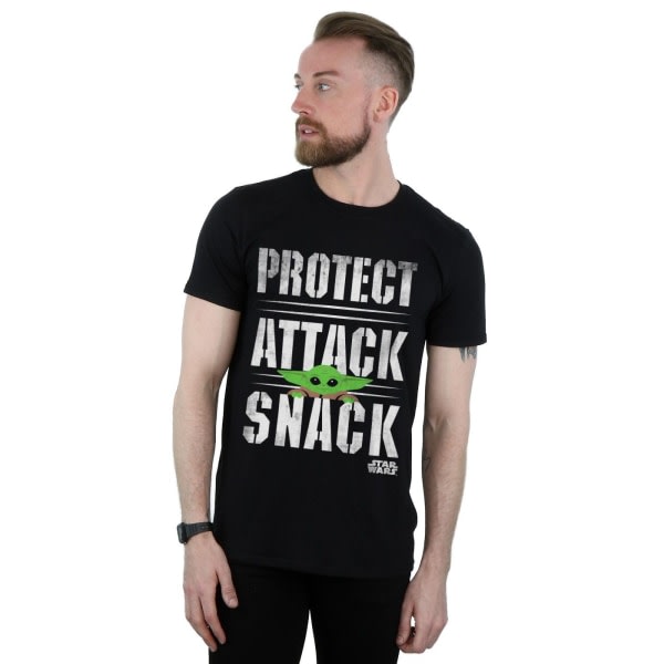 Star Wars Herre The Mandalorian Protect Attack Snack T-skjorte XL Svart XL