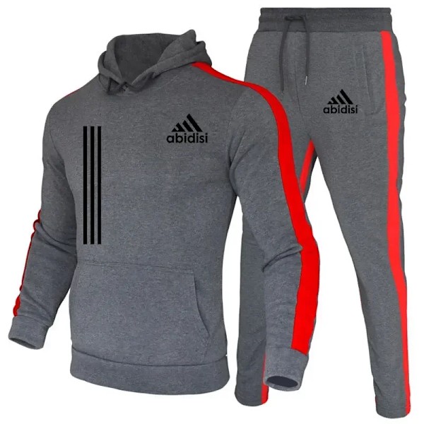 2-delt herre tracksuit 2024 høst vinter jogging sportsklær sett sweatshirts hettegensere jakker og treningsbukser herreklær svart black L