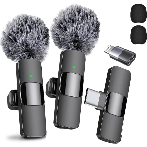 Improve your recordings with our professional wireless Lavalier microphone 2-pack - Crystal clear, noise-reducing - USB-C compatible-XF3-