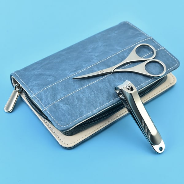 Piece Manicure Set - Naglesett i rustfritt stål for menn og kvinner med blått etui