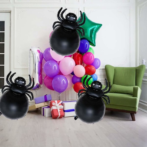 Spindelballonger Djurballonger Svarta spindelfolieballonger for festdekorasjoner med spindeltema Halloween festdekorasjoner Ballonger Fest,5 st