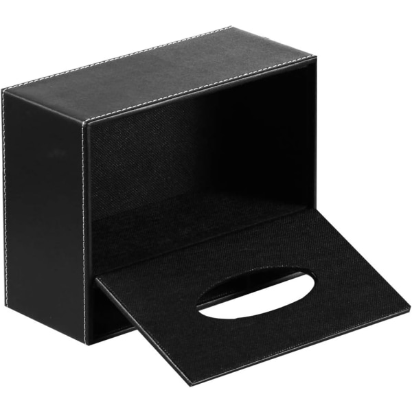 Tissue Box Cover Rektangulärt Läder Svart Multifunktionell