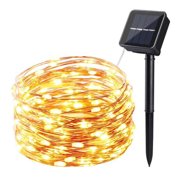 [Set med 2] Utomhus Solar Garland Lights - 20m 200 LED Koppar Wir