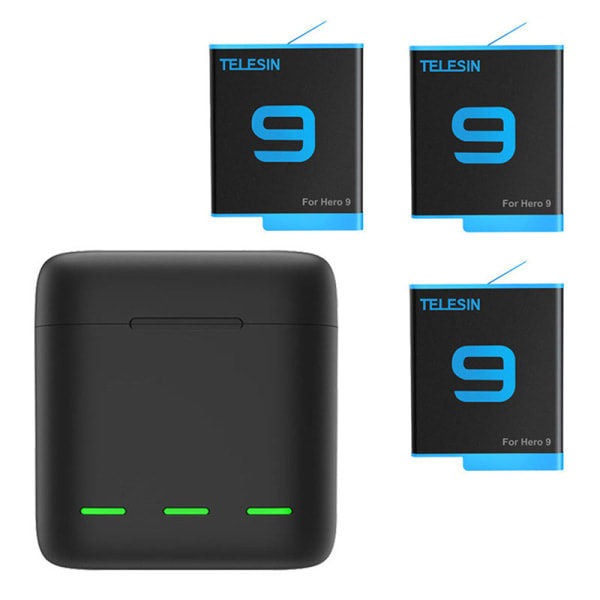 TELESIN Batteri 1750 mAh för GoPro Hero 10 3-vägs LED-ljus Bat