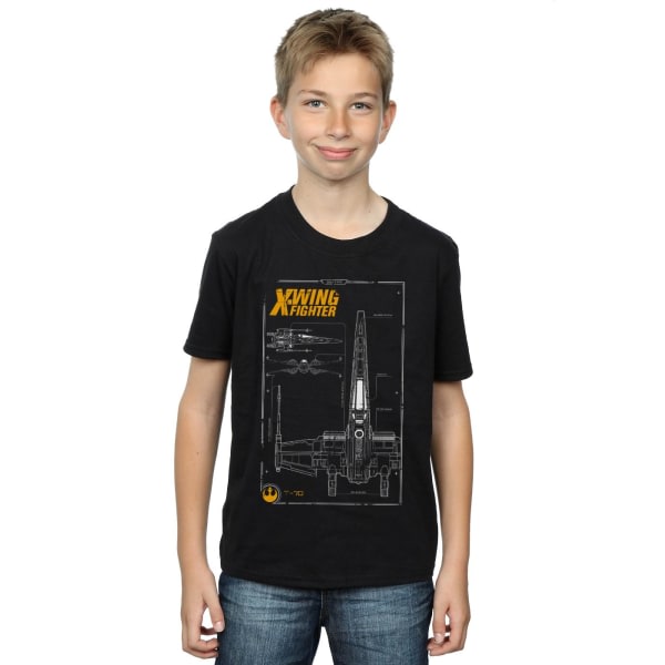 Star Wars Boys Force Awakens X-Wing Manual T-shirt 9-11 år F Svart 9-11 år