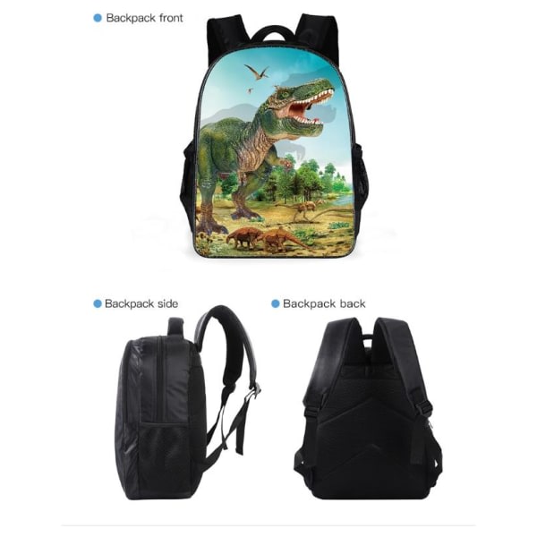 Cool dinosaur børn rygsæk sæt med skoletaske 16 tommer (3#)