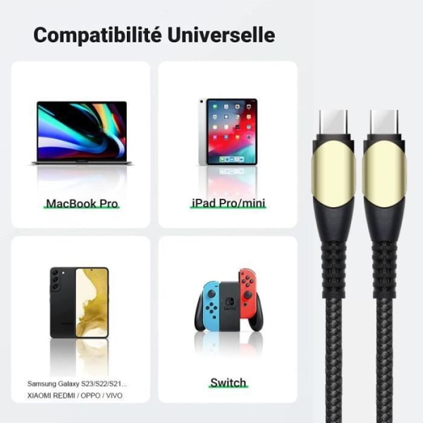 25 W laddarasovitin + 60 W snabb USB-C-kaapeli iPhone 15 Pro Maxille - iPhone 15 - iPhone 15 Plus - 15 Pro - Svart