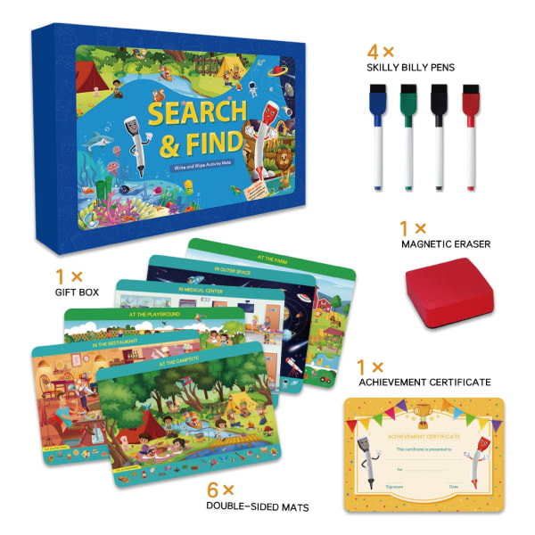 Montessori-søk og finn-bok for småbarn, læringsaktiviteter i førskolealder, sanseleker