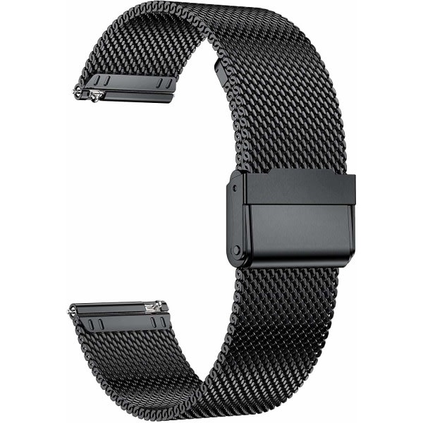22 mm klokke Quick Release svart løkke i rustfritt stål kompatibel for Samsung Galaxy Watch 3 45 mm HUAWEI GT2 46 mm klokke (22 mm, svart)