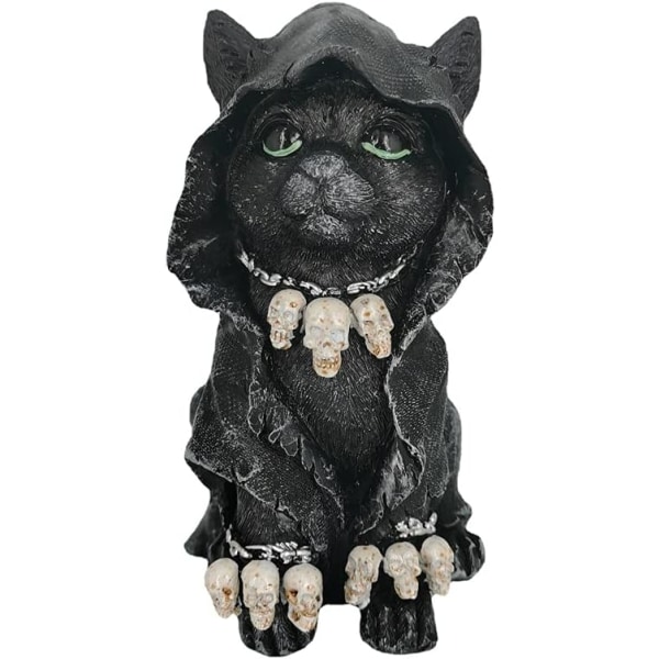 Feline Cloaked Grim Reaper Cat Figurine, Black Cute Feline Cloak