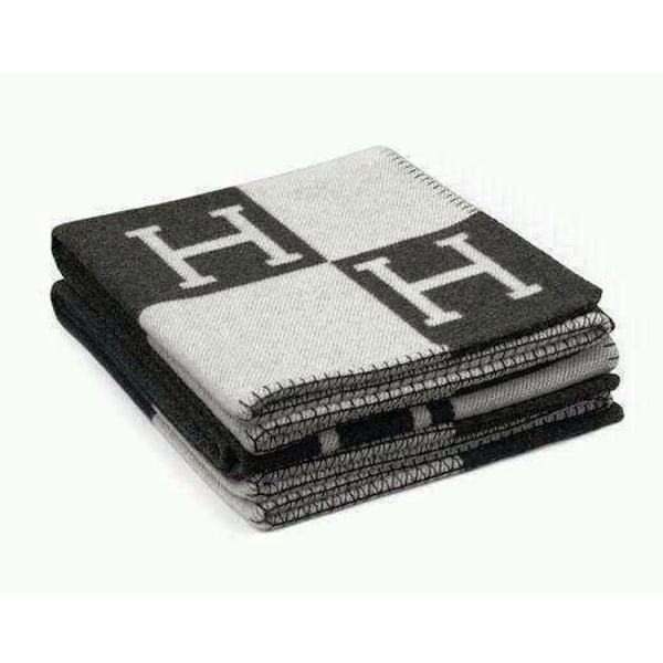 H-filt Puder Faux Uld Cashmere Pude Sofa Tæppe f- Perf Black white