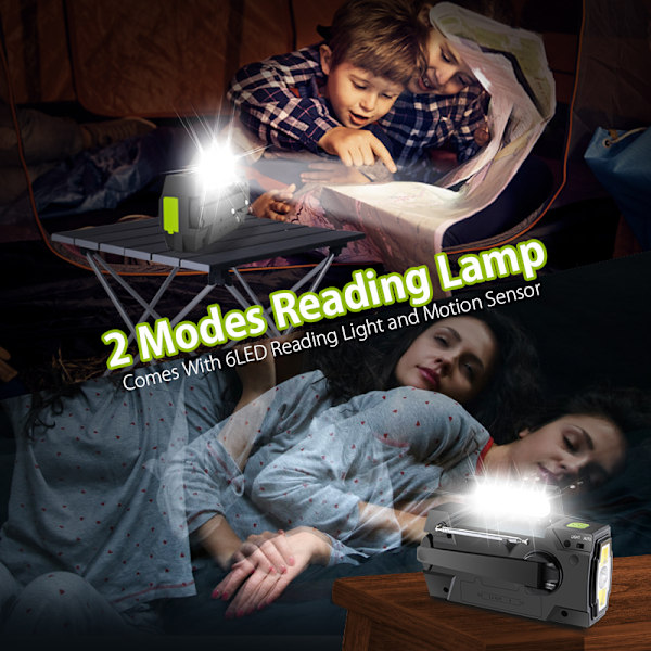 4000mAh vevradio med solcellsficklampa och powerbank green
