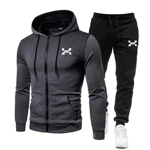 2023 Mode Træningsdragt til Mænd Hoodie Fitness Træningstøj Mænd Løbesæt Sportstøj Jogger Herre Træningsdragt Vinterdragt Sport sort grå en Y black gray an Y XXXL