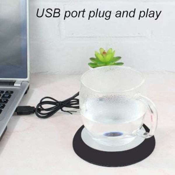 Konstant temperatur Opvarmning Isolering Glasunderlägg Opvarmning Creative Coaster Warmer Cup Presentbord Kaffekoppsvärmare (svart) USB