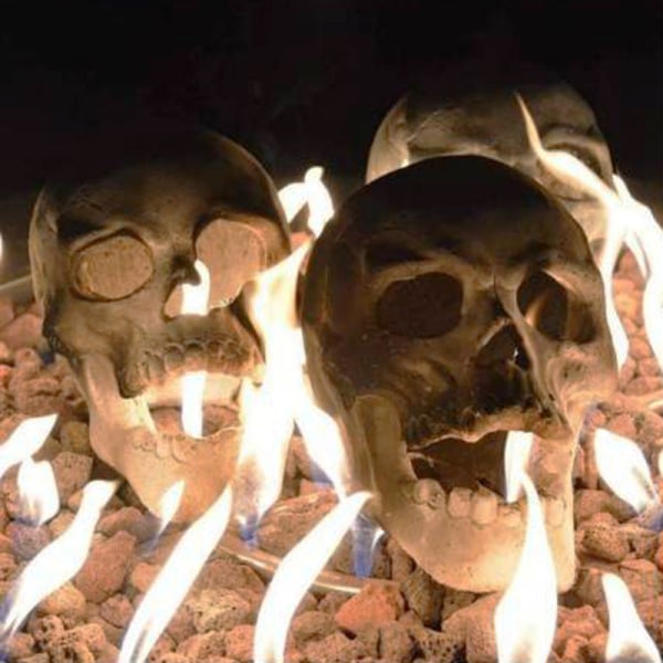 Halloween Human Skull Dekoration Återanvändbara Fire Pit Skulls