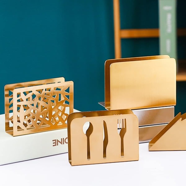 Serviettholder i rustfritt stål, serviettholder til spisebord og Gull