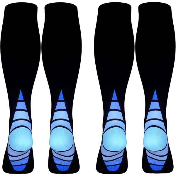 2 par kompressionsstrumpor/stödstrumpor, S/M (kvinnor 4-6,5 / män 4-8) 2 par av samma, blå