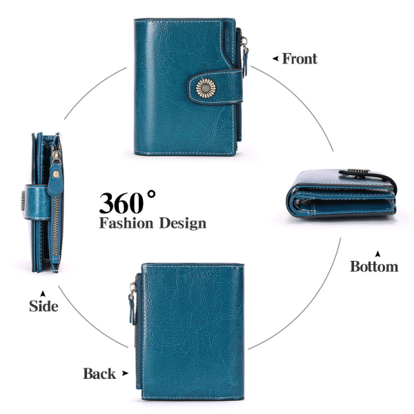 Liten plånbok RFID Bifold-plånböcker för damer (svart)