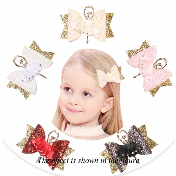 1 st Toddler Girls Balett Bows Glitter Rhinestone Hårklämmor