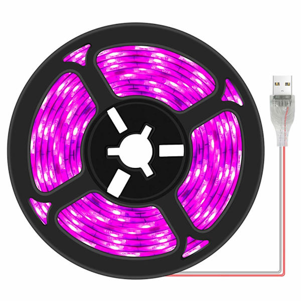 LED Växtbelysningsremsor Vattentät Klippbar Remsa USB Odlingslampa för Inomhusväxter Suckulenter Hydroponik Växthus 1m