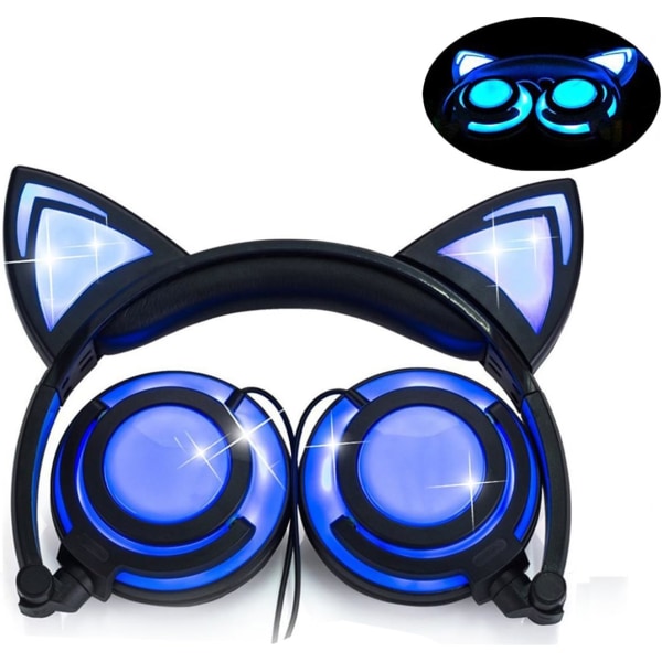 øretelefon katteører, LED-lys sammenleggbare øretelefoner, egnet